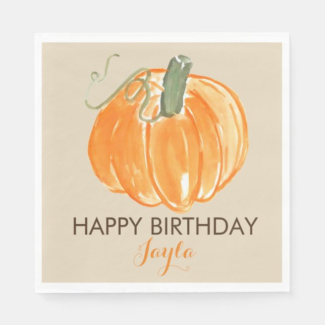 Pumpkin birthday fall birthday napkin (Front)