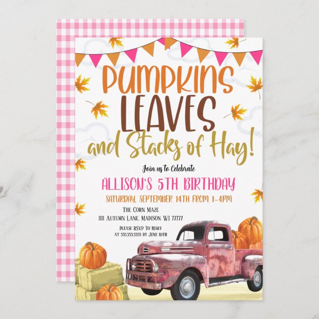 Pumpkin Birthday Invitation (Front/Back)