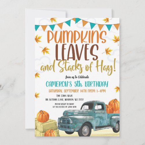 Pumpkin Birthday Invitation