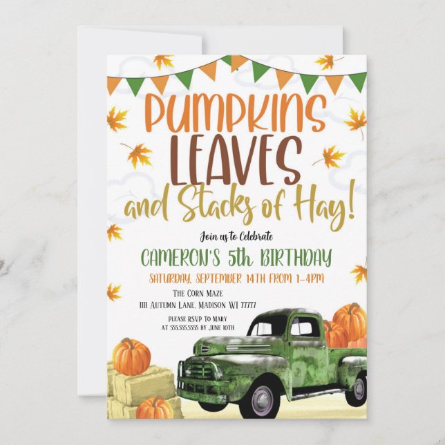 Pumpkin Birthday Invitation (Front)