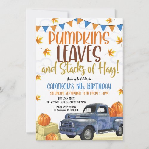 Pumpkin Birthday Invitation