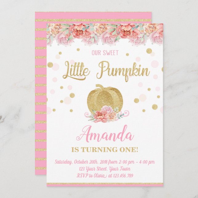 Pumpkin Birthday Invitation (Front/Back)