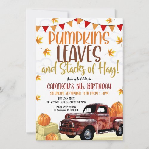 Pumpkin Birthday Invitation