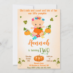 Pumpkin birthday invitation Autumn invitation girl