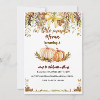 pumpkin Birthday Invitation Editable Digital Down
