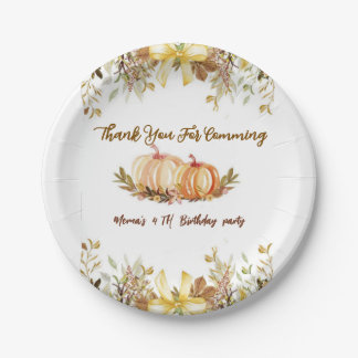 pumpkin  Birthday Invitation Editable Digital Down Paper Plates