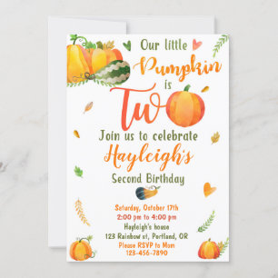 Pumpkin birthday invitation Fall invitation girl