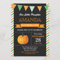 Pumpkin Birthday Invitation Orange and Green