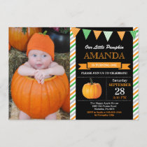 Pumpkin Birthday Invitation Orange and Green