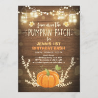 Pumpkin Birthday invitation patch Autumn fall