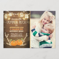 Pumpkin Birthday invitation patch Twins Fall