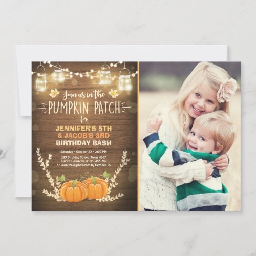 Pumpkin Birthday invitation patch Twins Fall