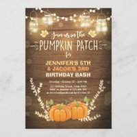 Pumpkin Birthday invitation patch Twins Fall