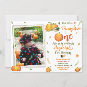 Pumpkin birthday invitation Photo Fall invitation