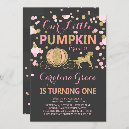 Pumpkin Birthday Invitation Pumpkin Princess Party