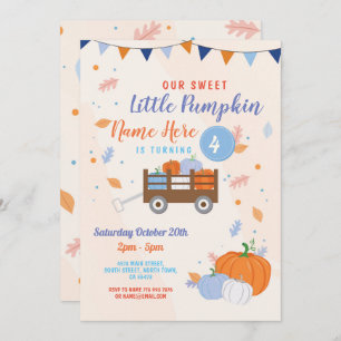 Pumpkin Birthday Invite Fall Boy Blue Trailer