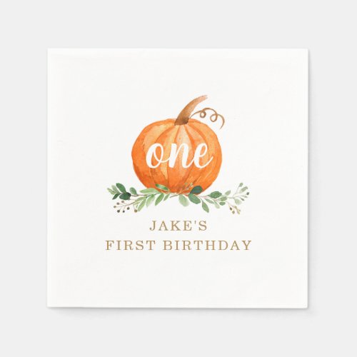 Pumpkin Birthday Napkin Any Age