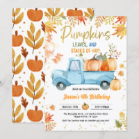Pumpkin Birthday Party Boy Blue Truck Fall Autumn