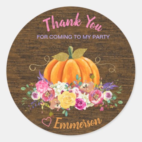 Pumpkin Birthday Party Favor Tag Little pumpkin Classic Round Sticker