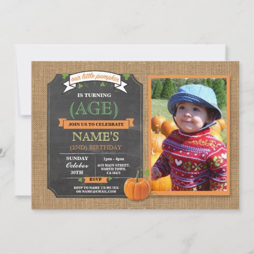 Pumpkin Birthday Party Harvest Photo Fall Invite