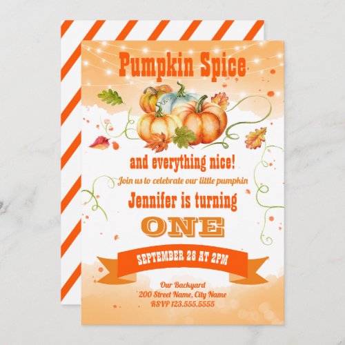 Pumpkin Birthday Party Invitation