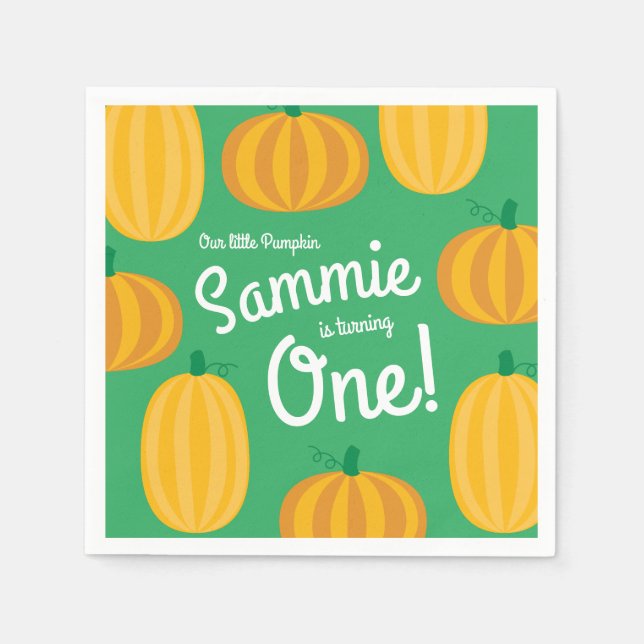 Pumpkin Birthday Party Kids Napkins (Front)