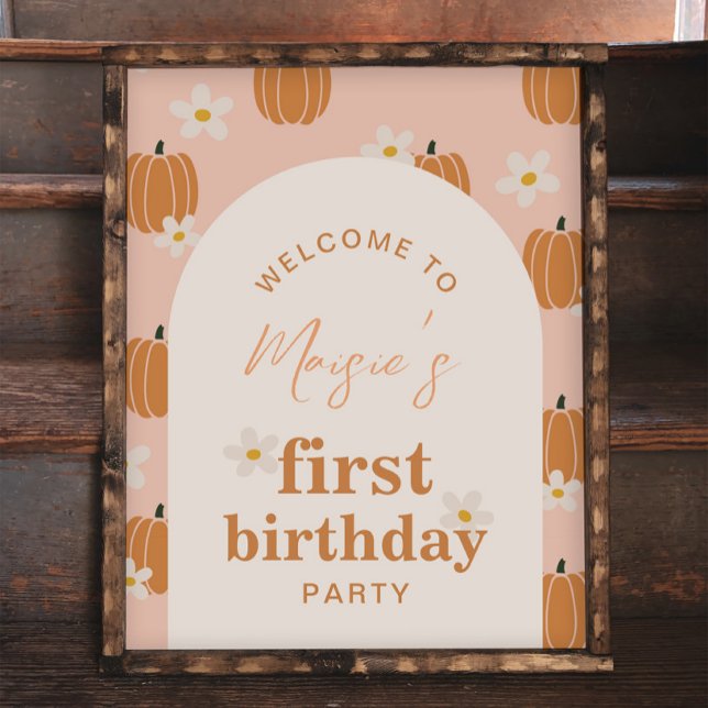 Pumpkin Birthday Party Welcome Sign (Creator Uploaded)