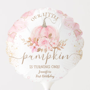 Pumpkin Birthday Pink Gold Elegant Fall  Balloon