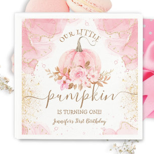 Pumpkin Birthday Pink Gold Elegant Fall  Napkins