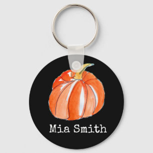 Pumpkin black and orange Halloween theme Keychain