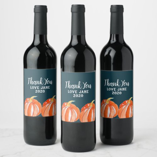 Pumpkin black and orange Halloween theme Wine Label