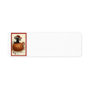 Pumpkin Black Cat Boy Frances Brundage Label