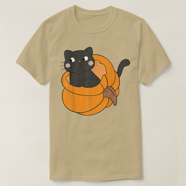 Pumpkin Black Cat Fall Autumn Thanksgiving Cats Lo T-Shirt (Design Front)