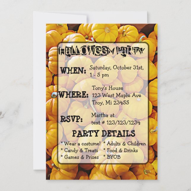 Pumpkin & Black Cat Halloween Party Invitation (Front)