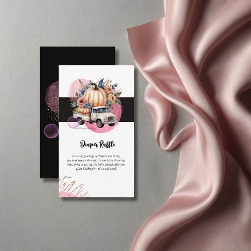 Pumpkin Black Pink Floral Truck Baby Shower Enclosure Card