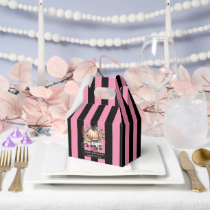 Pumpkin Black Pink Floral Truck Baby Shower Favor Boxes