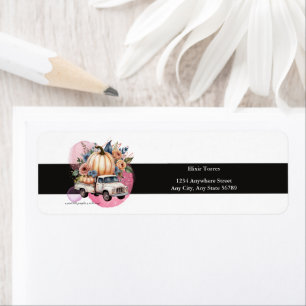 Pumpkin Black Pink Floral Truck Baby Shower Game Label