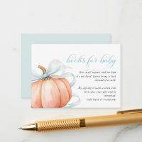 Pumpkin Blue Bow Baby Shower Books for Baby