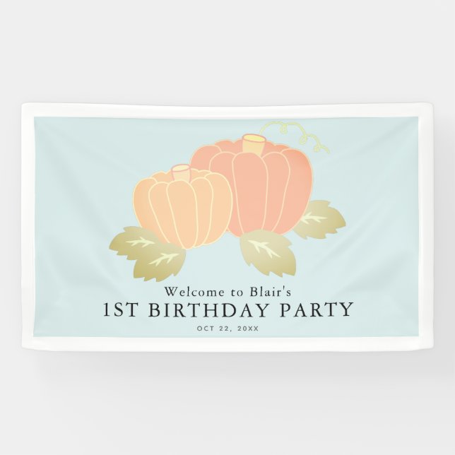 Pumpkin Blue Boy Birthday Welcome Banner (Horizontal)