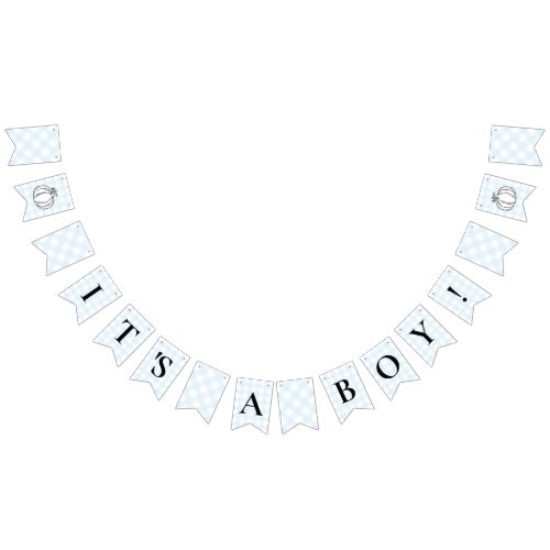 Pumpkin Blue Gingham Baby Shower Bunting Flags