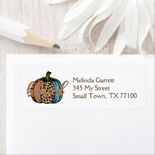Pumpkin Blue Leopard Blessed Fall Thanksgiving Label