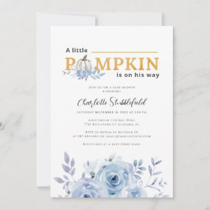 Pumpkin Blue Lilac Boy Baby Shower Invitation