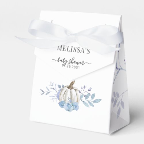 Pumpkin Blue Lilac Floral Boys Baby Shower Favor Boxes