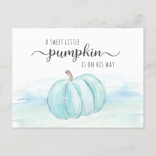 Pumpkin Blue Mint Green Baby Boy Shower By Mail Invitation Postcard