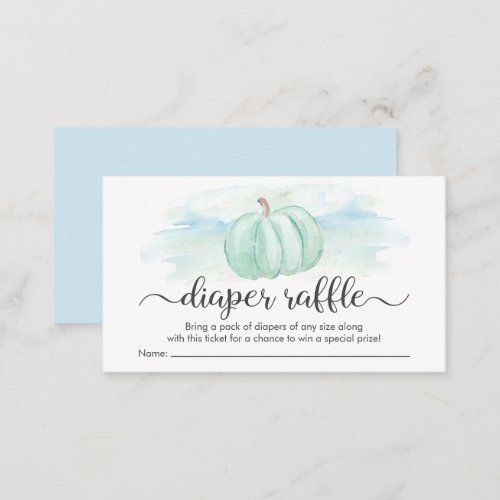 Pumpkin Blue Mint Watercolor Diaper Raffle Shower Enclosure Card