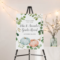 Pumpkin Blue Orange Gender Reveal Greenery Welcome Foam Board