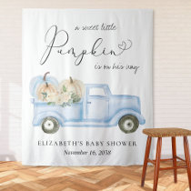 Pumpkin Blue Truck Baby Boy Shower Photo Backdrop