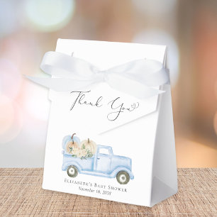 Pumpkin Blue Truck Baby Boy Shower Thank You Favor Boxes
