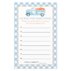 Pumpkin Blue Truck Guess Baby Food Shower Games Flyer
