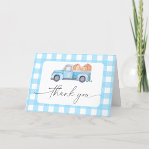 Pumpkin blue truck thank you card
